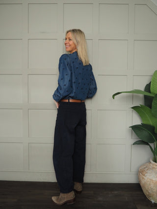 Bykosmo Embroidered Blouse by BYoung - Denim Blue