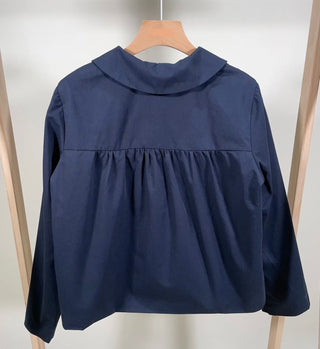 Norton Jacket with Floral Lining Collar - Ecru, Navy