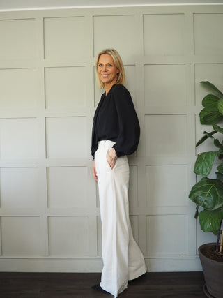 Softly Corduroy Trousers with Side Pockets by Emme - Black, Ecru