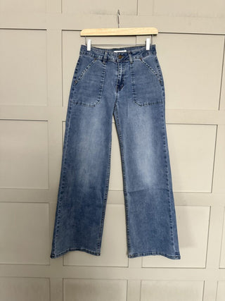 Dax Mid Rise Wide Leg Jeans - Light Denim, Mid Blue, Navy Blue