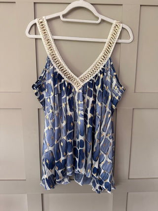 Sheer Camisole Top - Blue/Gold