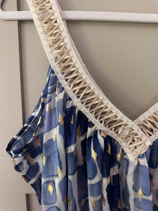 Sheer Camisole Top - Blue/Gold
