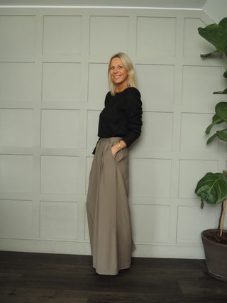 Stacie Long Sleeve, Round Neck Blouse - Ecru