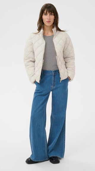 Olia Lightweight Quilted Puffa Jacket by Part Two - Ecru, Sage Green