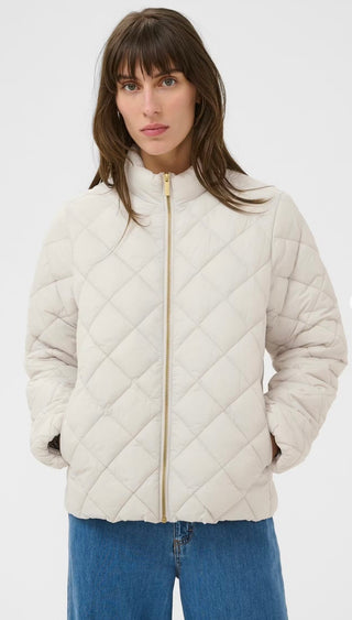 Olia Lightweight Quilted Puffa Jacket by Part Two - Ecru, Sage Green