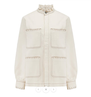 Pablo Frill Collar Jacket with Ecru Stitch Detail by Seventy Mochi - Black, Dark Denim, Ecru and Vintage Americana