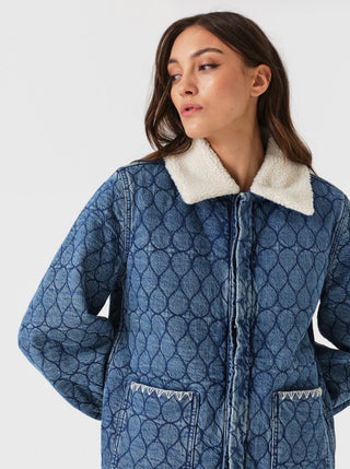 Frida Sherpa Collar Quilted Jacket by Seventy Mochi - Nightfall, Pasadena