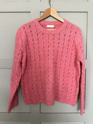 Flanagan Round Neck, Long Sleeve Jumper - Grey and Pink