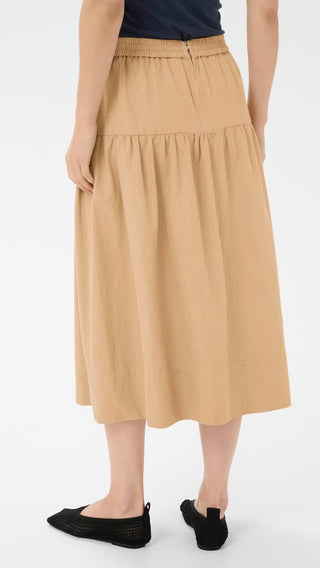 Nellia A Line Denim Skirt by Part Two - Denim Blue, Sand