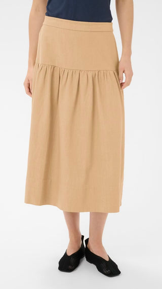 Nellia A Line Denim Skirt by Part Two - Denim Blue, Sand