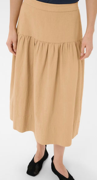 Nellia A Line Denim Skirt by Part Two - Denim Blue, Sand