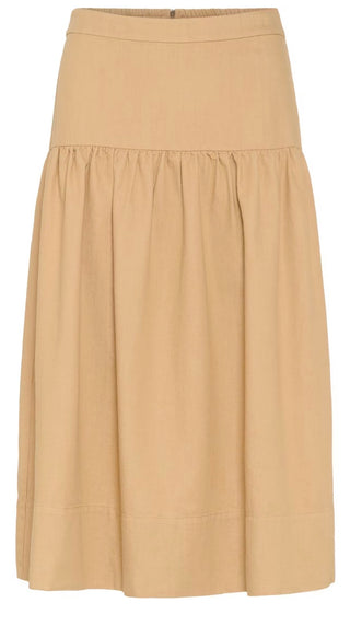 Nellia A Line Denim Skirt by Part Two - Denim Blue, Sand