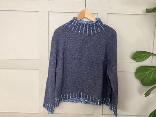 Una Turtle Neck with Contrasting Blanket Stitch Jumper, Best Seller - 17 Colours