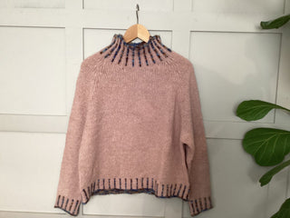 Una Turtle Neck with Contrasting Blanket Stitch Jumper, Best Seller - 17 Colours