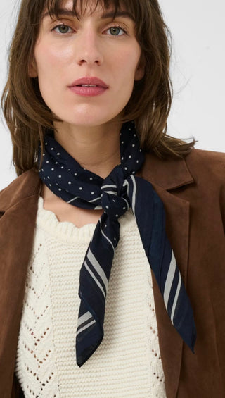 Phi Cotton Scarf by Part Two - Ecru/Black, Navy/Ecru