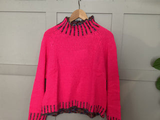 Una Turtle Neck with Contrasting Blanket Stitch Jumper, Best Seller - 17 Colours