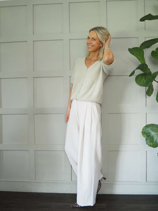 Lozza V-Neck Short Sleeved Cardigan with Button Fastenings - Bright Green and Pink