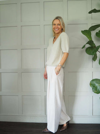 Lozza V-Neck Short Sleeved Cardigan with Button Fastenings - Bright Green and Pink