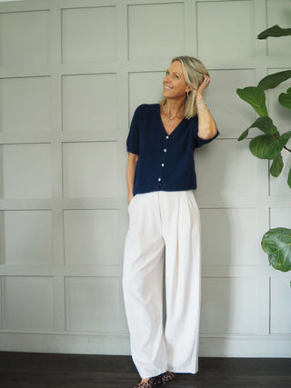 Lozza V-Neck Short Sleeved Cardigan with Button Fastenings - Bright Green and Pink