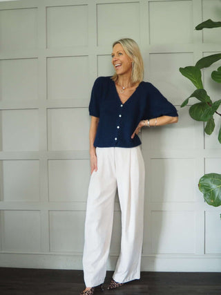 Lozza V-Neck Short Sleeved Cardigan with Button Fastenings - Bright Green and Pink