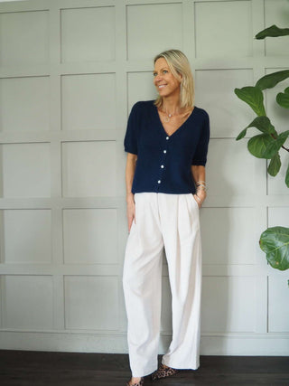 Lozza V-Neck Short Sleeved Cardigan with Button Fastenings - Bright Green and Pink