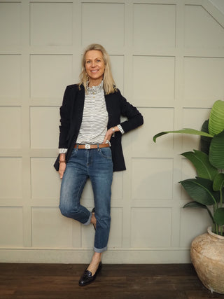 Marlborough Straight Leg Classic Jeans - Dark Denim Blue, Denim Blue, Ecru, Light Denim, White