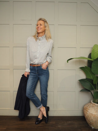 Marlborough Straight Leg Classic Jeans - Dark Denim Blue, Denim Blue, Ecru, Light Denim, White