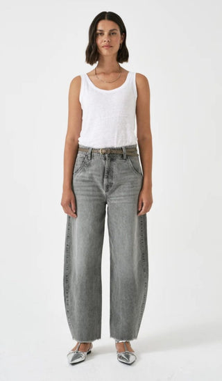 Bo Barrel Leg Jeans by Seventy Mochi - Ecru, Vintage Steel