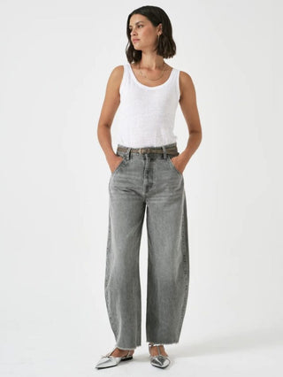 Bo Barrel Leg Jeans by Seventy Mochi - Ecru, Vintage Steel