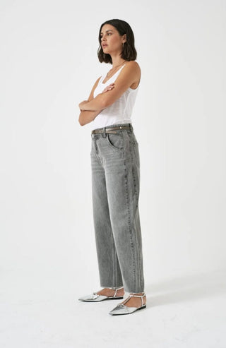 Bo Barrel Leg Jeans by Seventy Mochi - Ecru, Vintage Steel