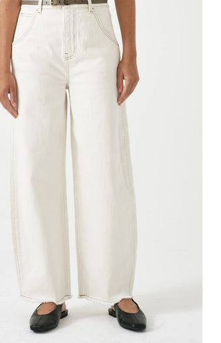 Bo Barrel Leg Jeans by Seventy Mochi - Ecru, Vintage Steel