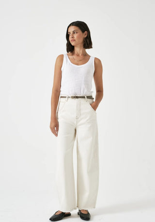 Bo Barrel Leg Jeans by Seventy Mochi - Ecru, Vintage Steel