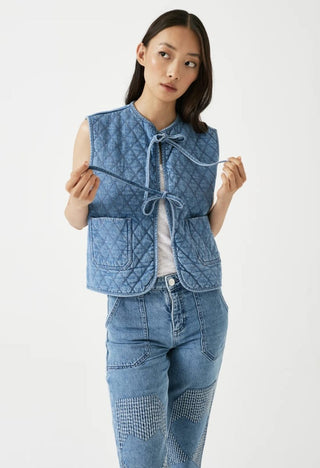 Aria Quilted Tie Front Waistcoat by Seventy Mochi - Ecru, Rodeo Vintage