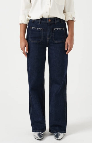 Mabel Patched Pocket Wide Leg Jeans by Seventy Mochi - Dark Vintage, Peony Pink, Vintage Americana