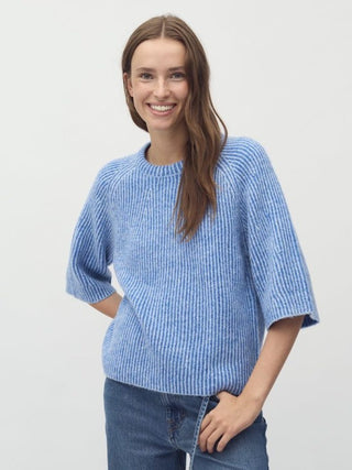 Ubeda Jumper with Cropped Sleeves by mbyM - Blue Stripes
