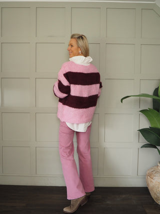 Holland Stripe Jumper - Burgundy/Pink