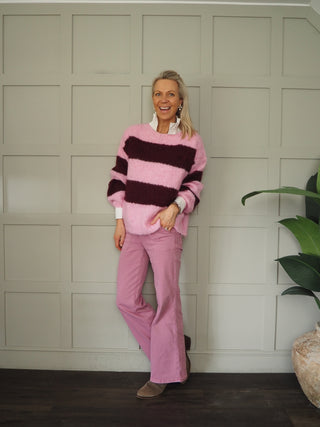 Holland Stripe Jumper - Burgundy/Pink