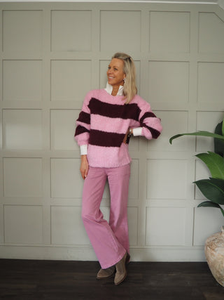 Holland Stripe Jumper - Burgundy/Pink