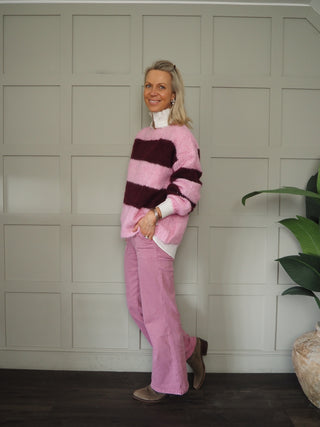 Holland Stripe Jumper - Burgundy/Pink