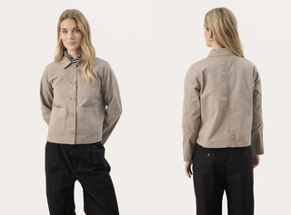 Freda Casual Cropped Jacket By Part Two - Taupe