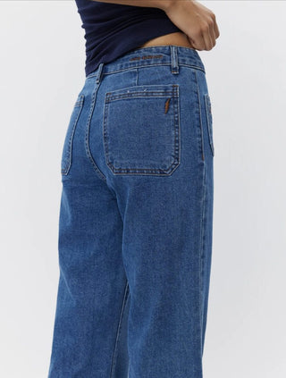 Noelle Wide Leg, High Waist Jeans by Sofie Schnoor - Denim Blue