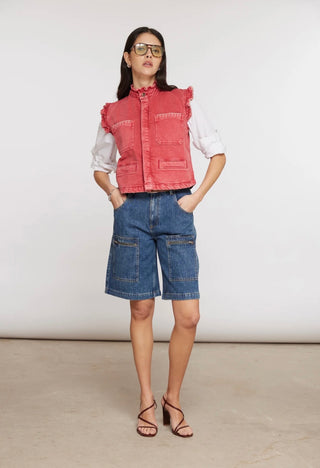 Pablo Waistcoat with Frill Collar by Seventy Mochi, Best Seller - Americana, Black, Ecru, Vintage Red