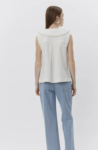Annika Waistcoat with Peter Pan Collar &amp; Tie Detail by Sofie Schnoor - Off White