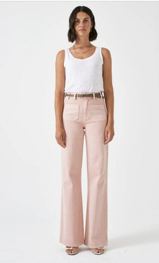 Mabel Patched Pocket Wide Leg Jeans by Seventy Mochi - Dark Vintage, Peony Pink, Vintage Americana