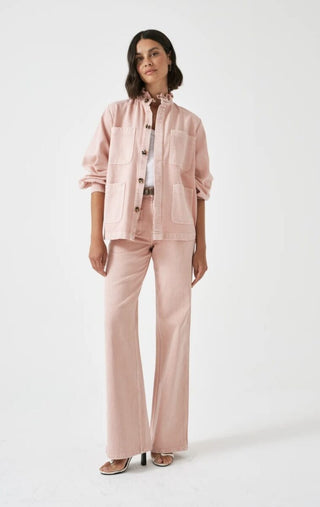 Pablo Frill Collar Jacket with Ecru Stitch Detail by Seventy Mochi - Black, Dark Denim, Peony Pink and Vintage Americana