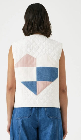 Aria Quilted Tie Front Waistcoat by Seventy Mochi - Ecru, Rodeo Vintage