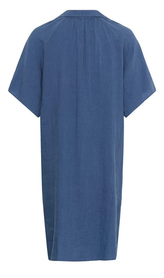 Alya Linen Dress by Part Two - Blue Indigo, Poppy Red