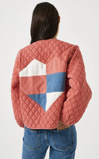 Aria Long Sleeve Jacket with Front Ties by Seventy Mochi - Mineral Red, Silver Lining