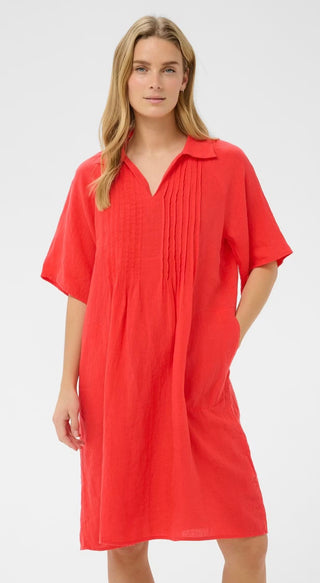 Alya Linen Dress by Part Two - Blue Indigo, Poppy Red
