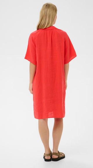Alya Linen Dress by Part Two - Blue Indigo, Poppy Red